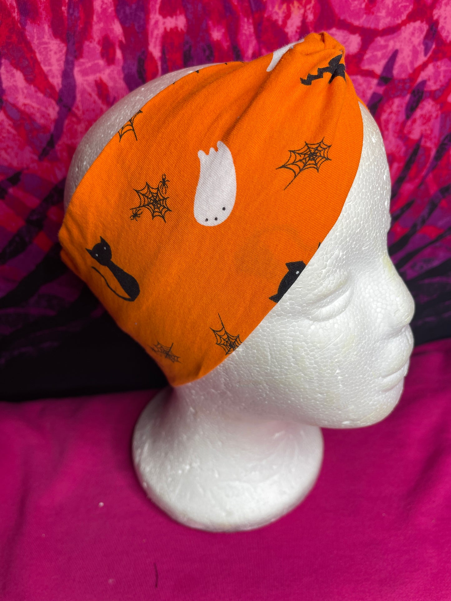 Halloween Ghost & Bats Turban Twist Headband