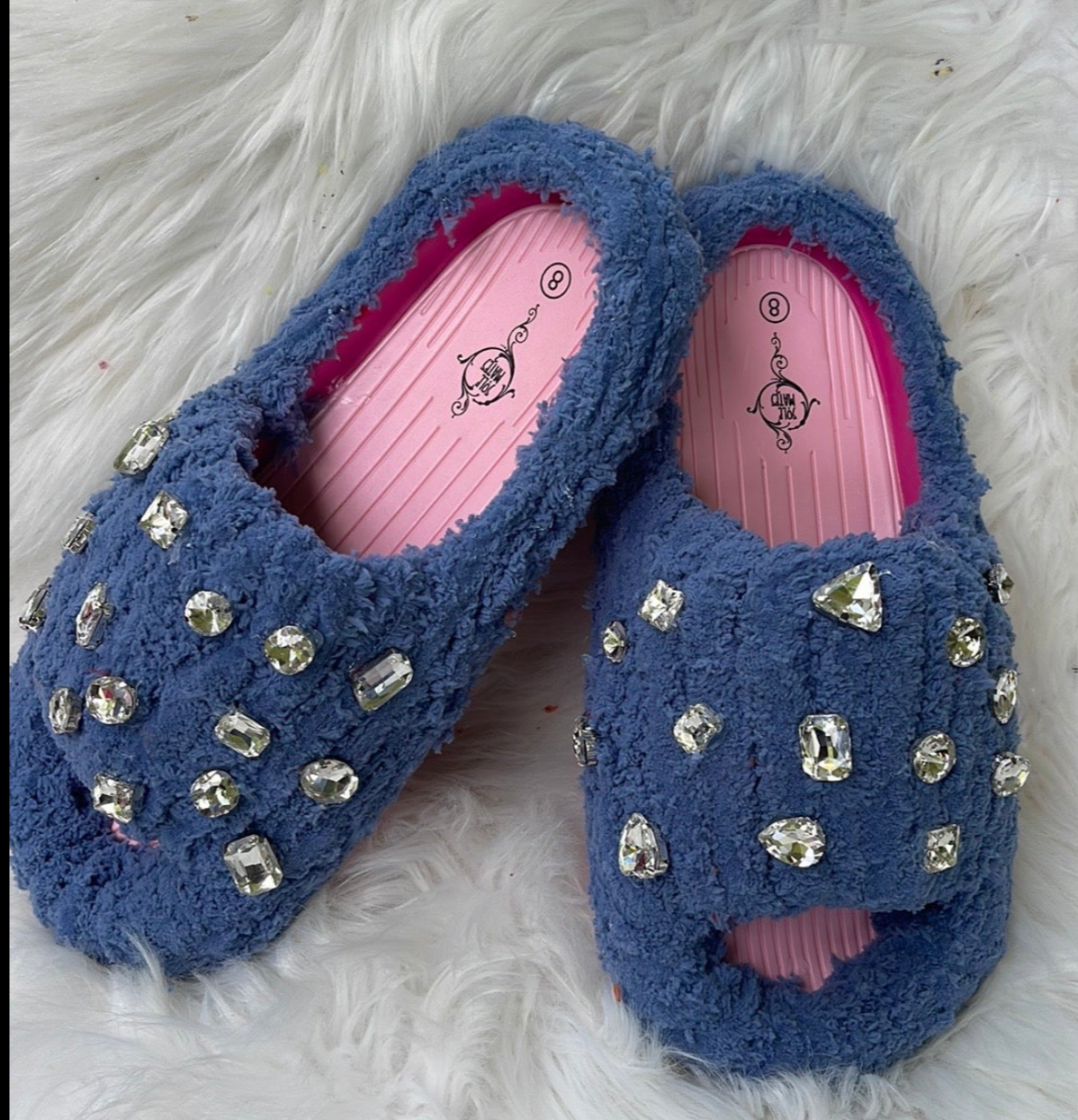 DENIM CHUNKY SLIDES