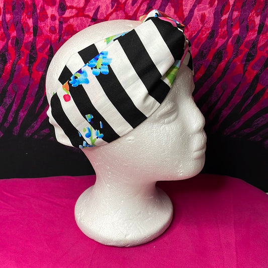 “Black & White Turban Twist Diva Headband - VALENCIA COUTURE LLC (SEO) Gown Designer