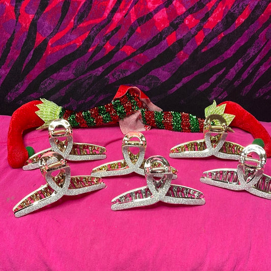 Glitter Silver Hair Clips