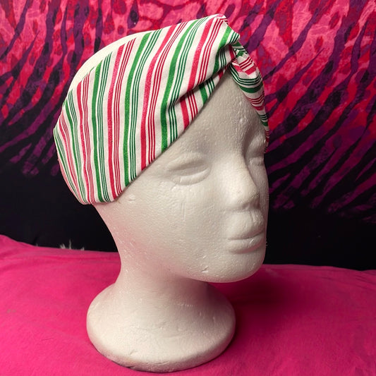 Candy Cane Knotted Turban Twist - VALENCIA COUTURE LLC (SEO) Gown Designer