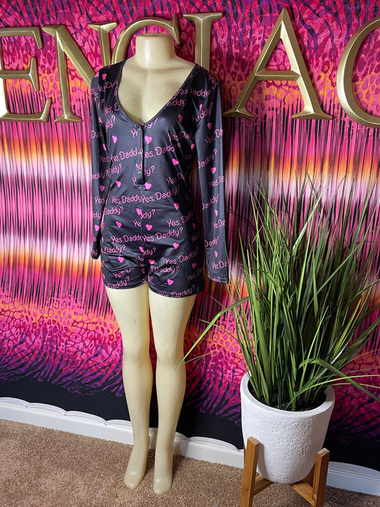 Yes Daddy Black Onesie - VALENCIA COUTURE LLC (SEO) Gown Designer