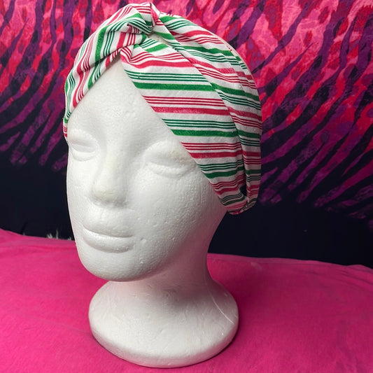 Candy Cane Knotted Turban Twist - VALENCIA COUTURE LLC (SEO) Gown Designer